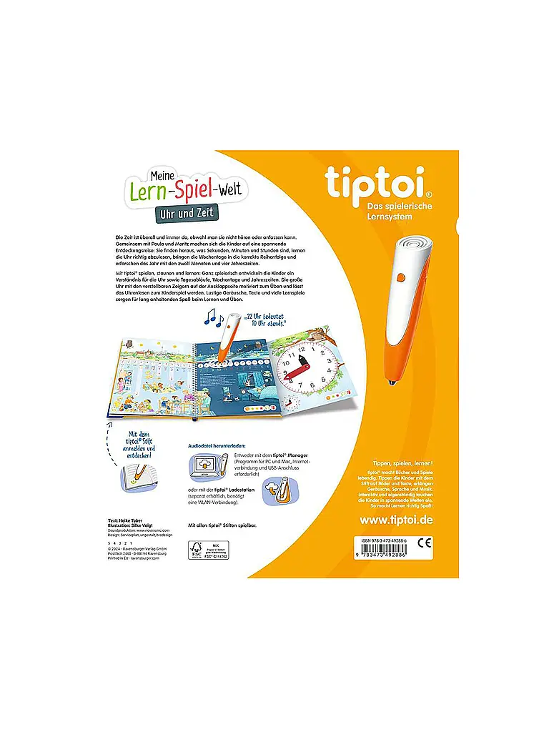 RAVENSBURGER | TIPTOI Mi Mundo de Juegos de Aprendizaje - El reloj y la hora | Multicolor