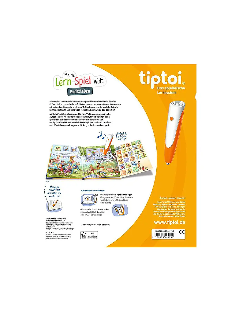 RAVENSBURGER | TIPTOI Mi Mundo de Juegos de Aprendizaje - Letras | Multicolor