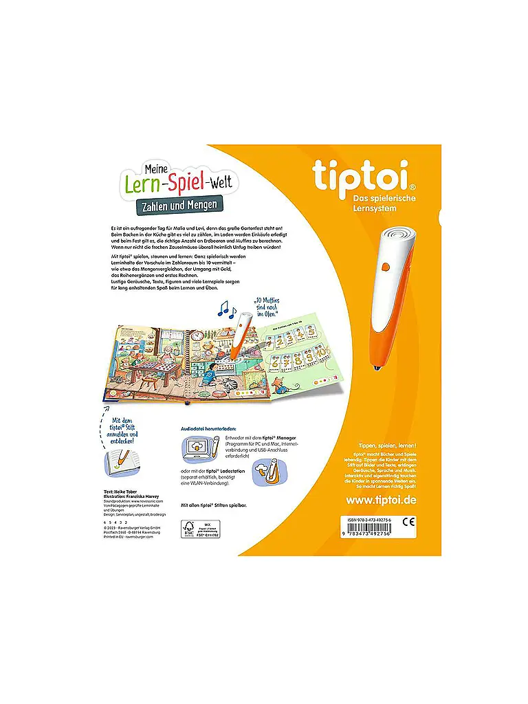 RAVENSBURGER | TIPTOI Mi Mundo de Juegos de Aprendizaje - Números y Cantidades | Multicolor