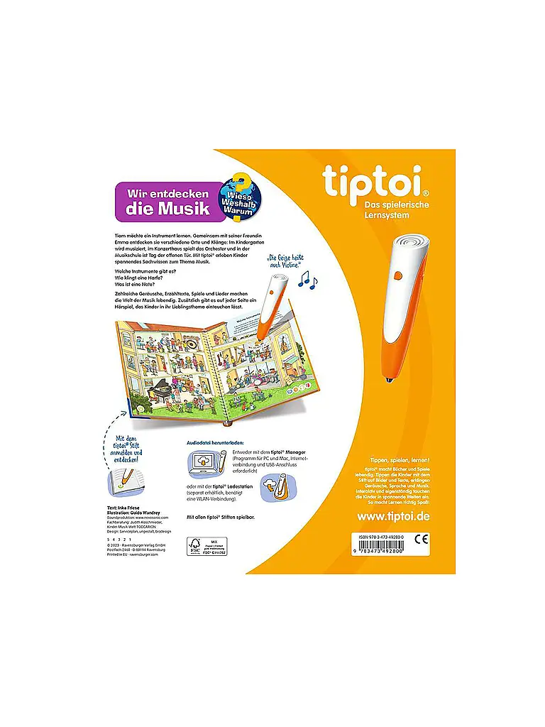 RAVENSBURGER | TIPTOI Wieso Weshalb Warum - Descubrimos la música | Multicolor