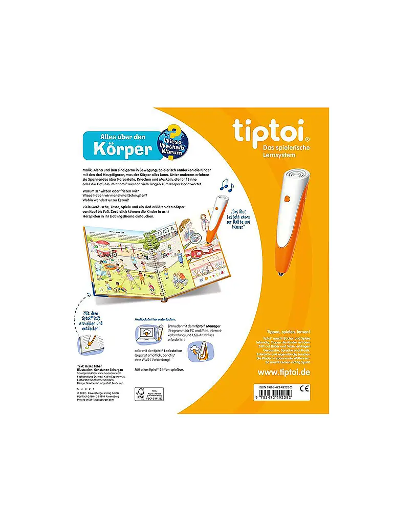 RAVENSBURGER | TIPTOI Wieso Weshalb Warum - Todo sobre el cuerpo | Multicolor