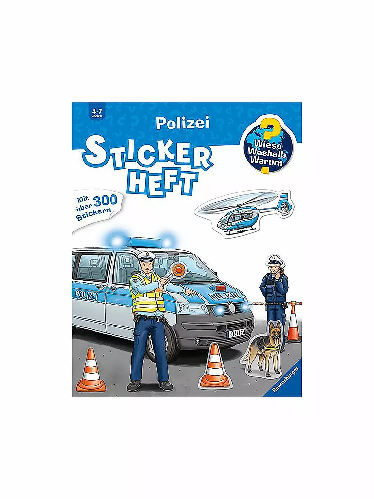 RAVENSBURGER | Wieso Weshalb Warum - Cuaderno de pegatinas Policía | Sin color