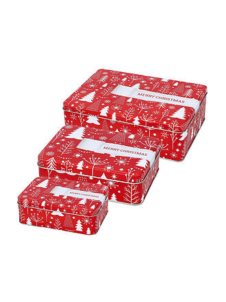 RBV BIRKMANN | Juego de latas para galletas de 3 piezas GIFT WRAP Rojo