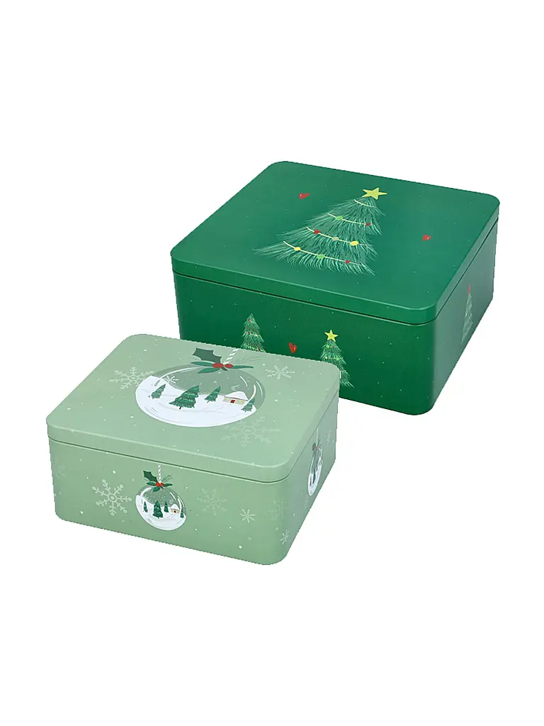 RBV BIRKMANN | Juego de latas para galletas de 2 piezas, grande, ÁRBOL DE NAVIDAD, Verde | Verde claro