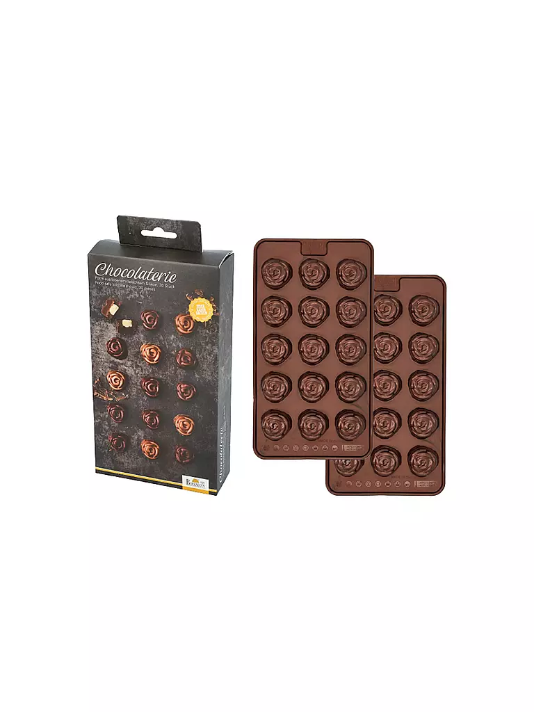 RBV BIRKMANN | Molde para bombones ROSE CHOCOLATERIE, 2 piezas, silicona, marrón | Marrón