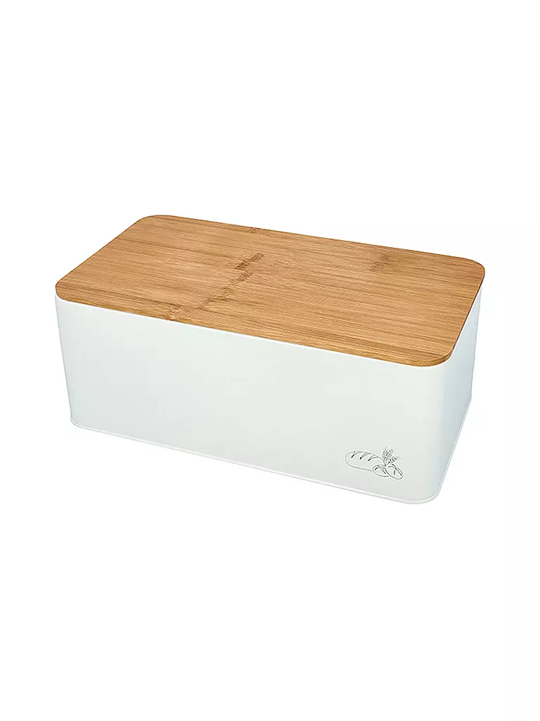 RBV BIRKMANN | Panera con tapa 33x18cm metal/bambú | Blanco
