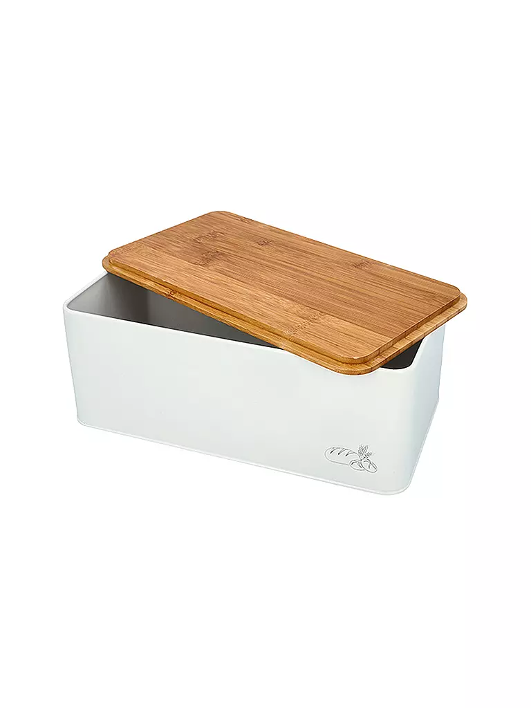 RBV BIRKMANN | Panera con tapa 33x18cm metal/bambú | Blanco