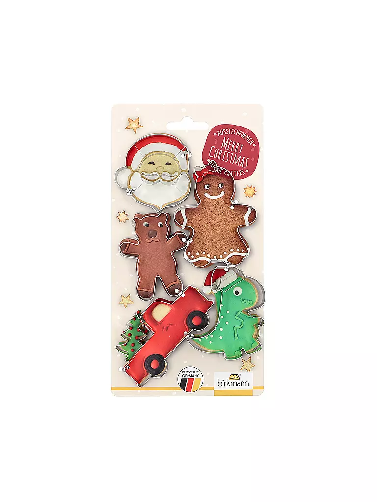RBV BIRKMANN | Set de cortadores de galletas 5 piezas SANTA Acero inoxidable | Plata