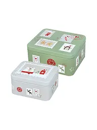 RBV BIRKMANN | Set de latas para galletas 2 piezas pequeño DEAR SANTA Verde/Gris | Verde claro