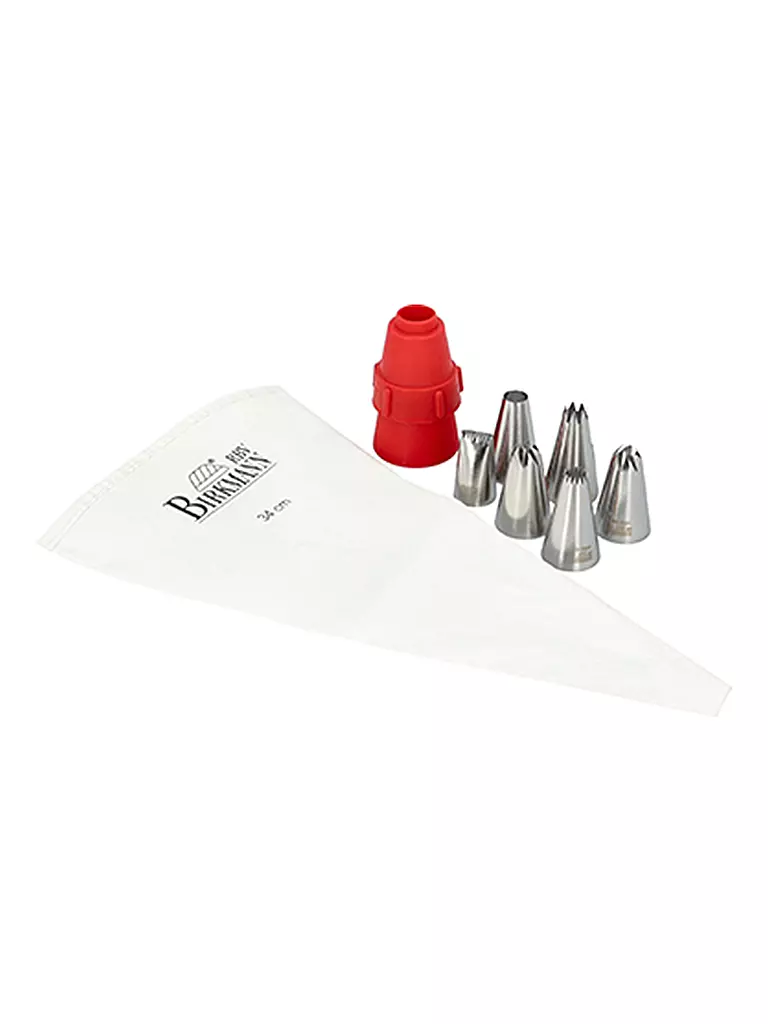 RBV BIRKMANN | Set de mangas pasteleras EASY de 8 piezas blanco/acero inoxidable | Blanco