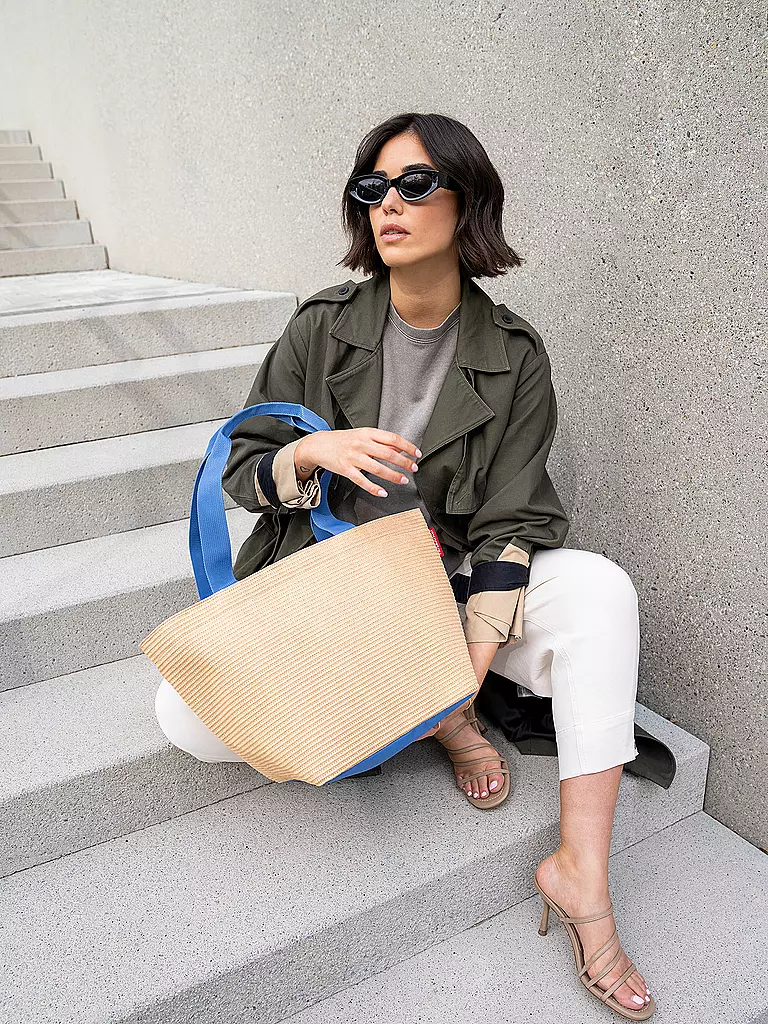 REISENTHEL | Bolso - Shopper Mediano Rafia Azul | Azul