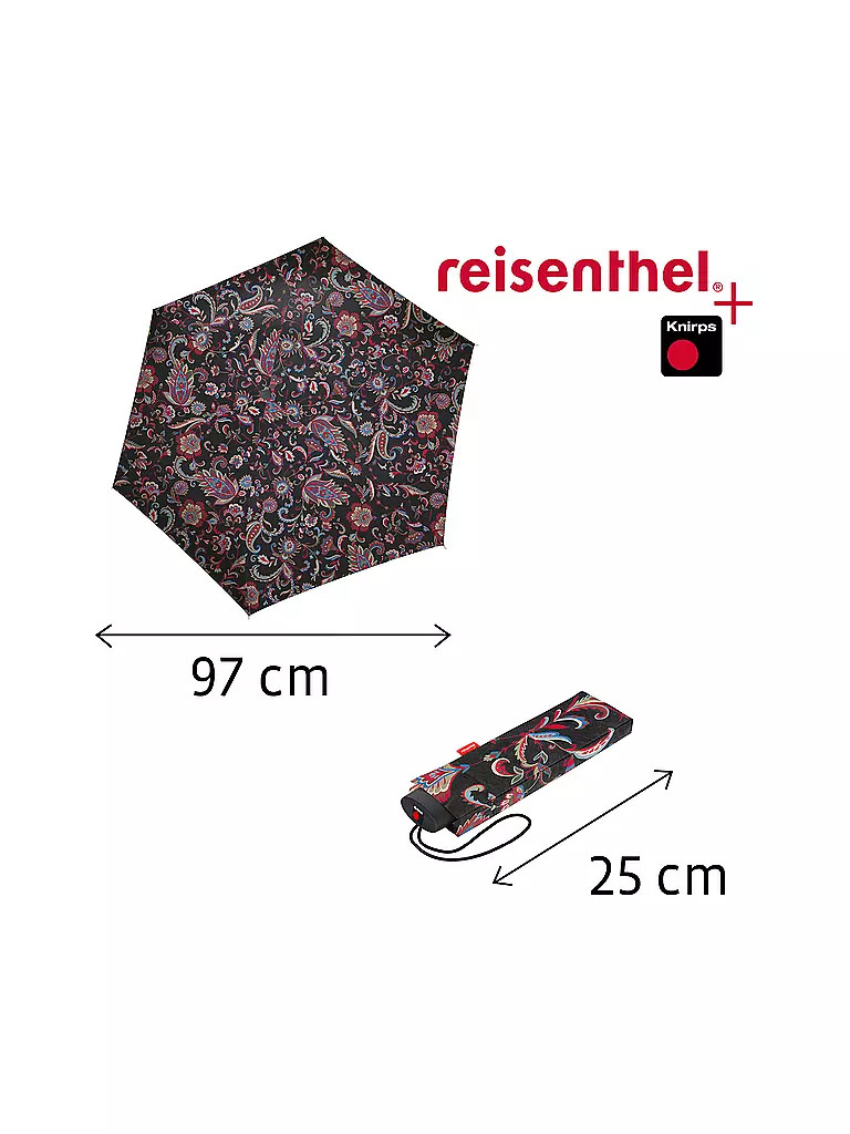 REISENTHEL | Paraguas de bolsillo - Umbrella Pocket Mini 97cm Paisley Black | Multicolor