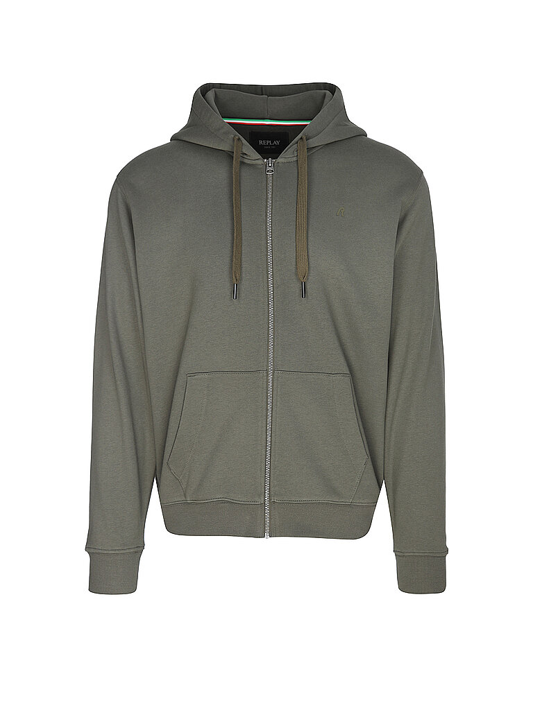 Sudadera con cremallera oliva S