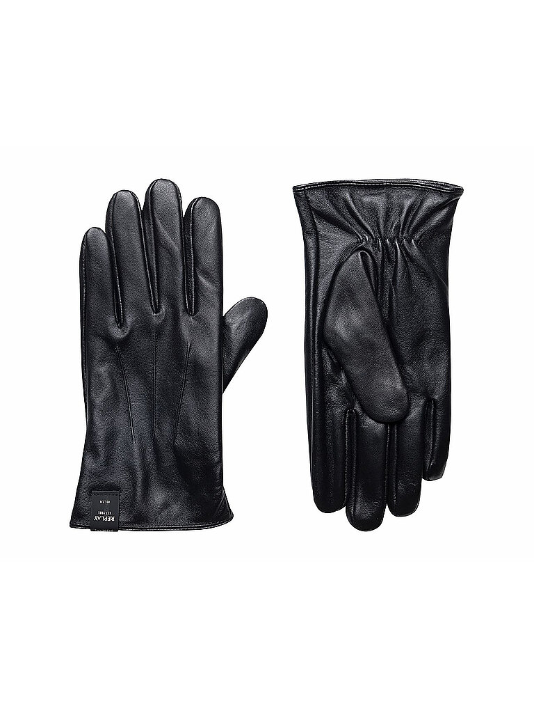 Replay Guantes de cuero negro