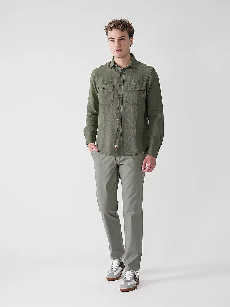 REPLAY | Camisa de lino corte regular | Oliva