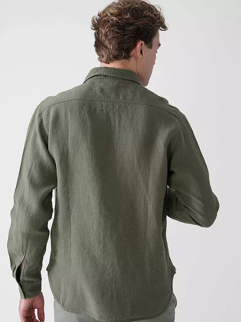 REPLAY | Camisa de lino corte regular | Oliva