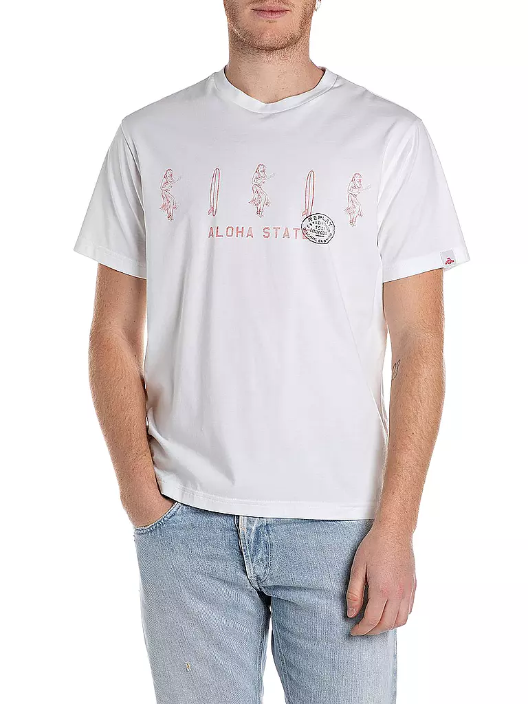 REPLAY | Camiseta ALOHA | Blanco