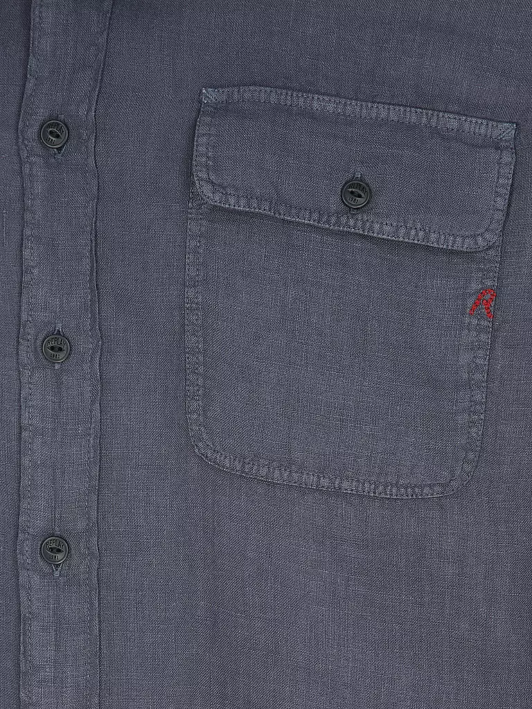 REPLAY | Leinenhemd Regular Fit  | Azul