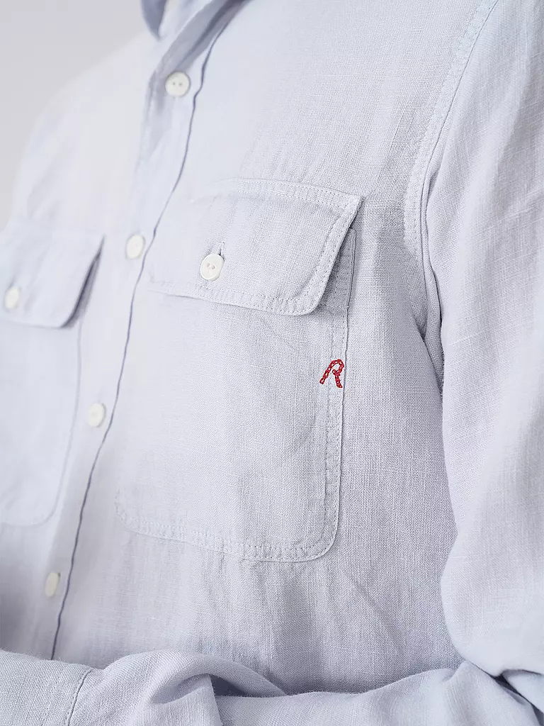 REPLAY | Leinenhemd Regular Fit  | Azul claro