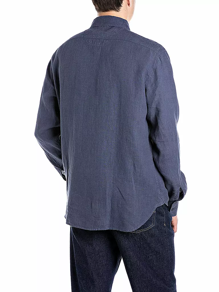 REPLAY | Leinenhemd Regular Fit  | Azul