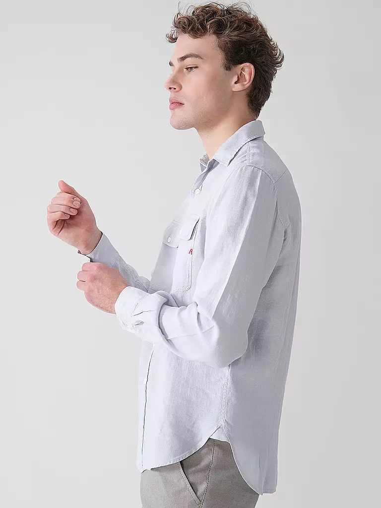 REPLAY | Leinenhemd Regular Fit  | Azul claro