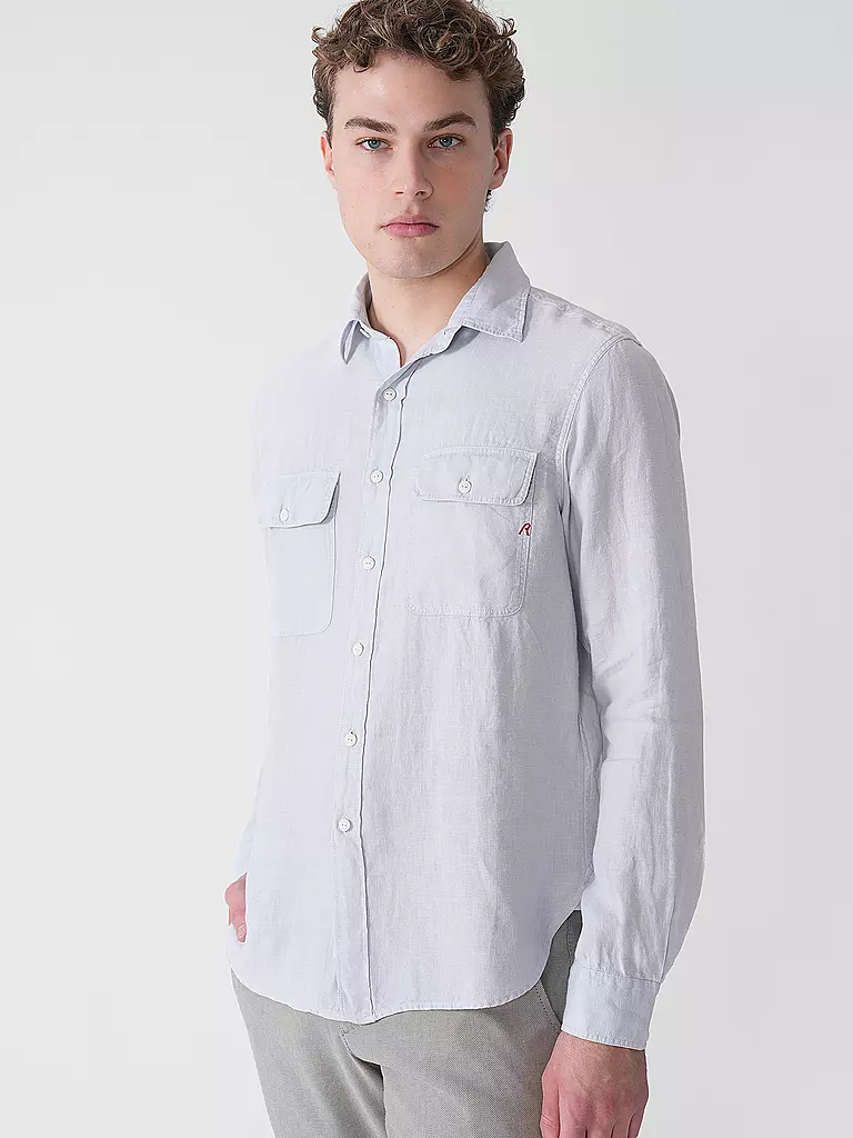 REPLAY | Leinenhemd Regular Fit  | Azul claro