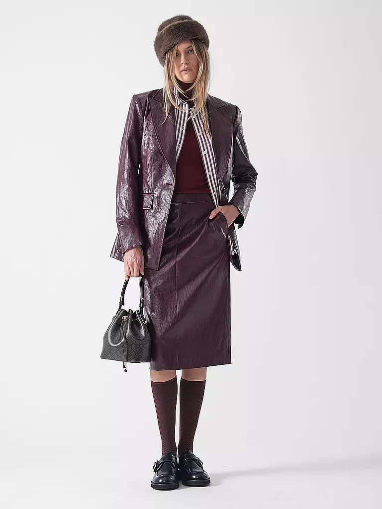 RIANI | Blazer con aspecto de cuero | Rojo oscuro