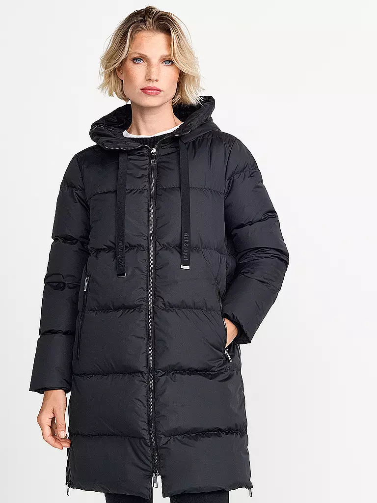 RICH & ROYAL | Daunensteppmantel | Negro