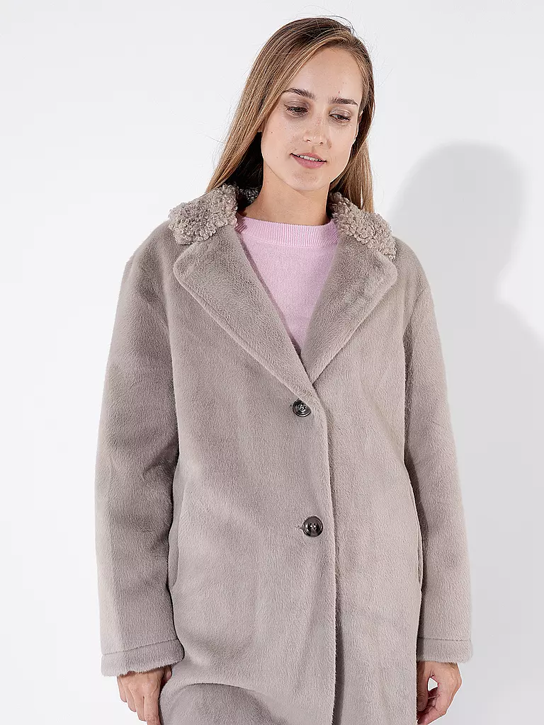 RICH & ROYAL | Mantel in Felloptik | Gris