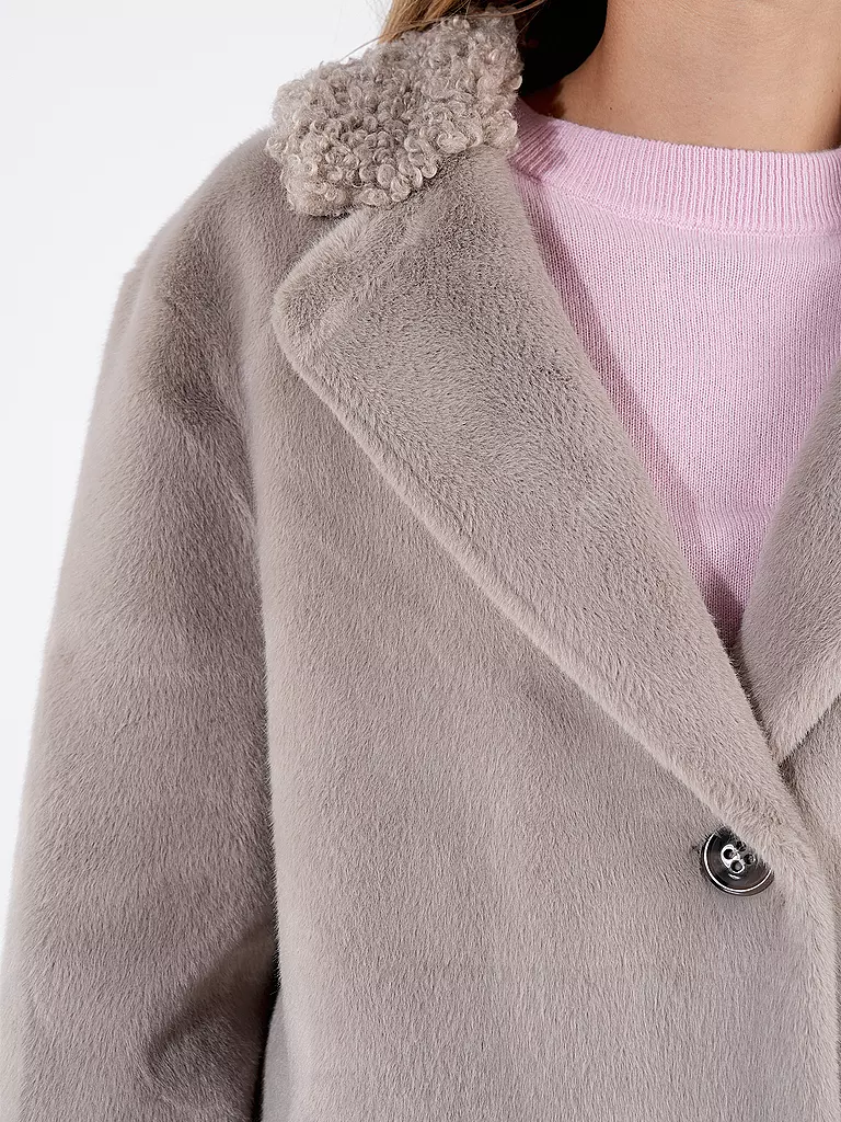 RICH & ROYAL | Mantel in Felloptik | Gris