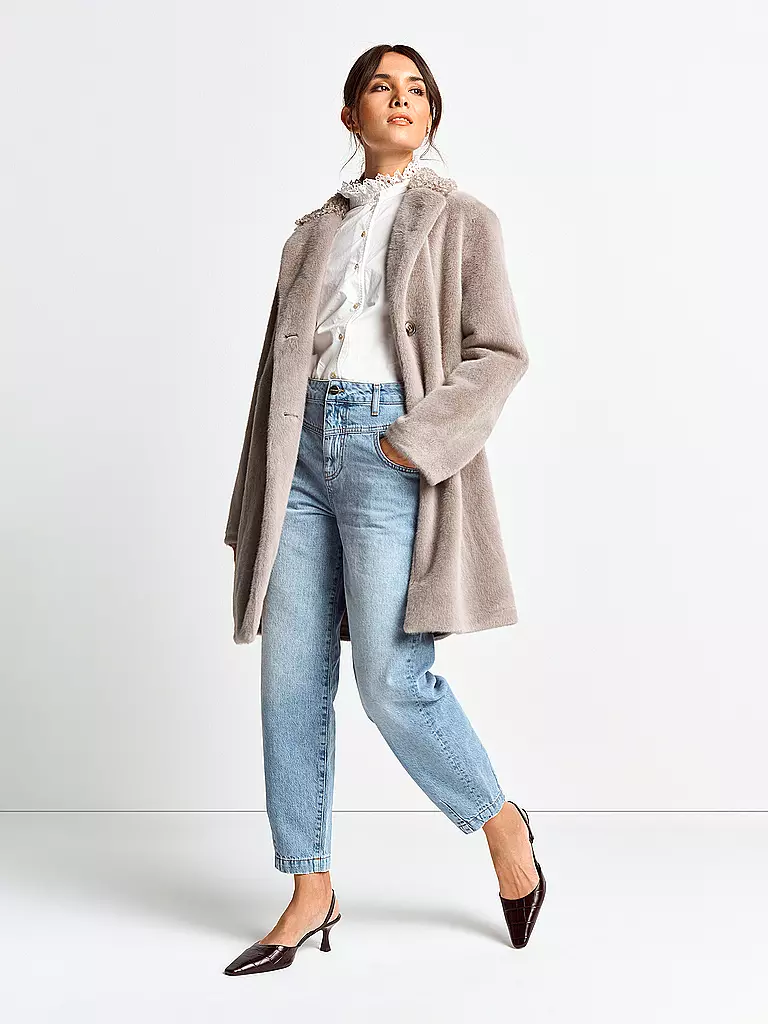 RICH & ROYAL | Mantel in Felloptik | Gris