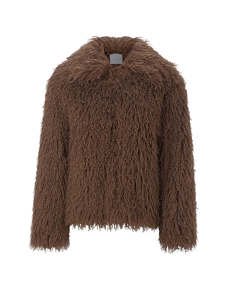 Chaqueta con aspecto de piel marrón 34