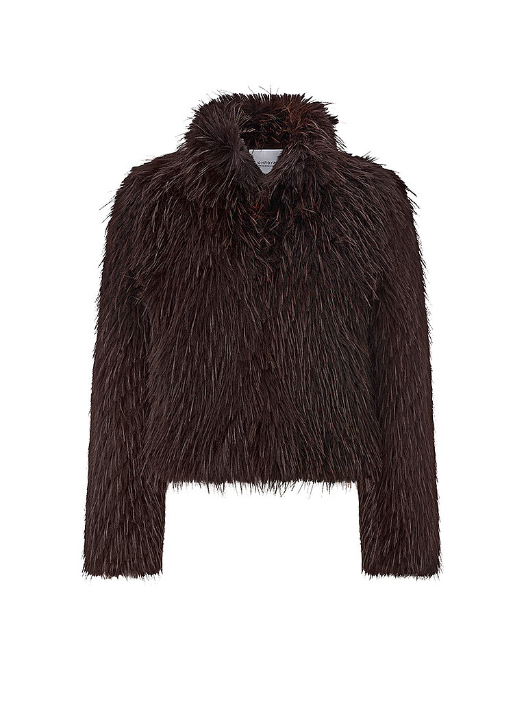 Richroyal Chaqueta de efecto piel marrón