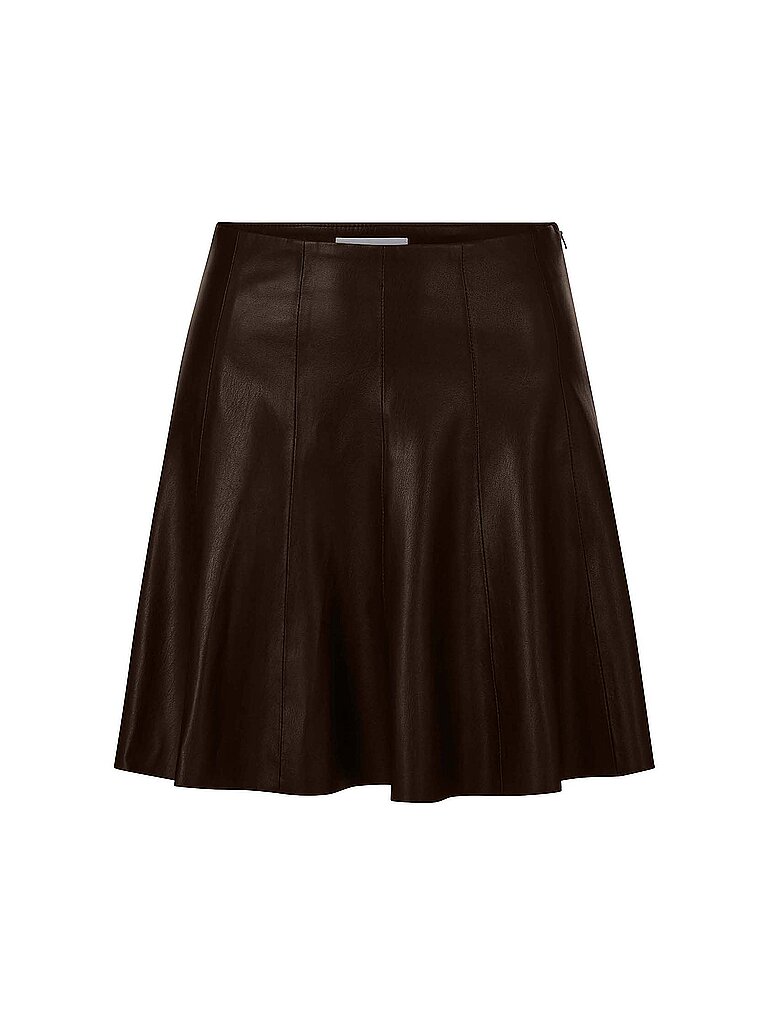 Richroyal Minifalda efecto piel marrón