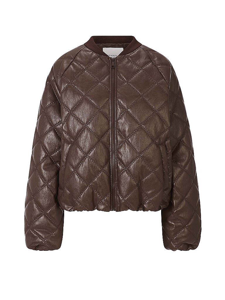 Richroyal Chaqueta efecto piel marrón