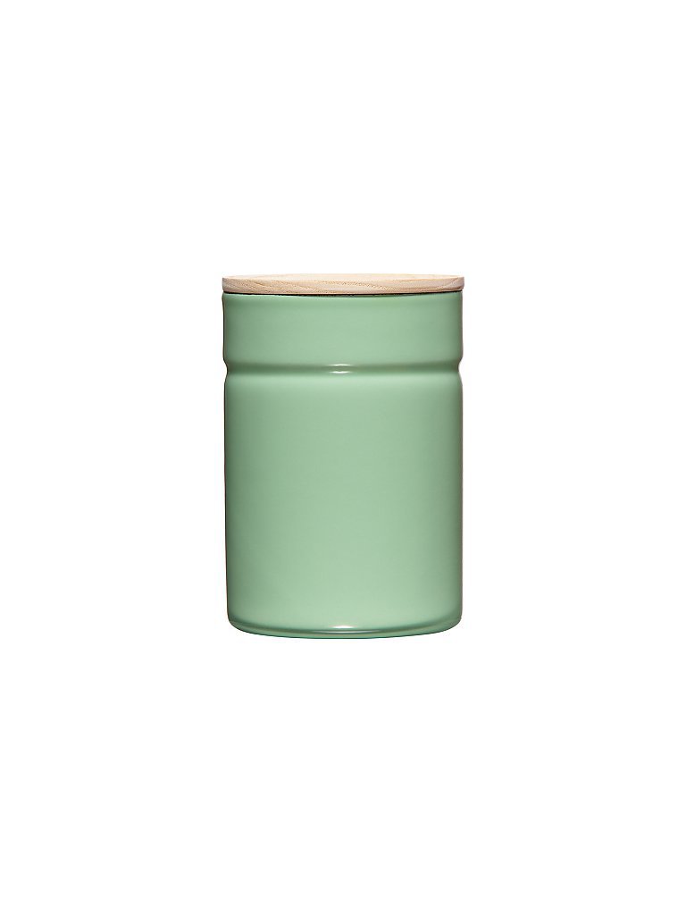 Recipiente hermético - Recipiente de esmalte con tapa de madera de fresno Truehomewear 12 cm 525ml verde