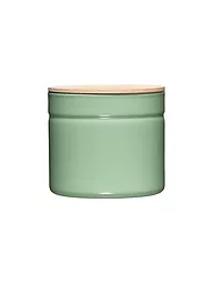 RIESS | Recipiente de almacenamiento - Recipiente de esmalte con tapa de madera de fresno "Truehomewear" 12cm 1390ml | Verde