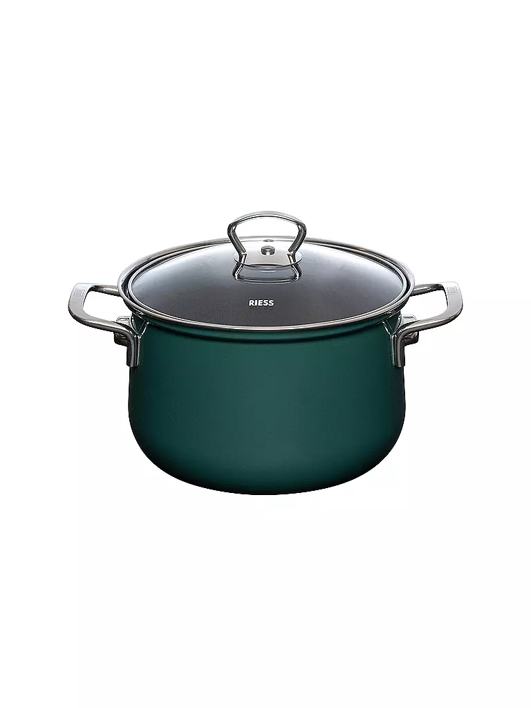 RIESS | Olla para carne con tapa de vidrio TEAL 20cm/3,5l Azul verdoso | Petróleo