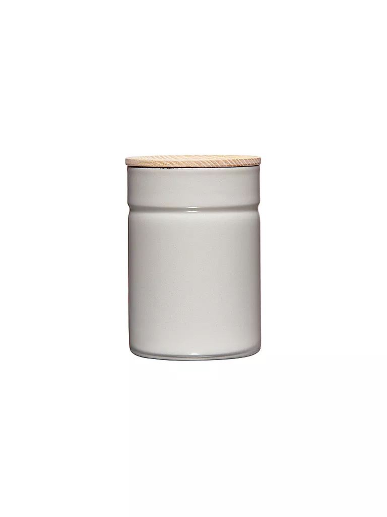 RIESS | Recipiente hermético - Recipiente de almacenamiento de esmalte con tapa de madera de fresno "Truehomewear" 12 cm 525ml | Gris