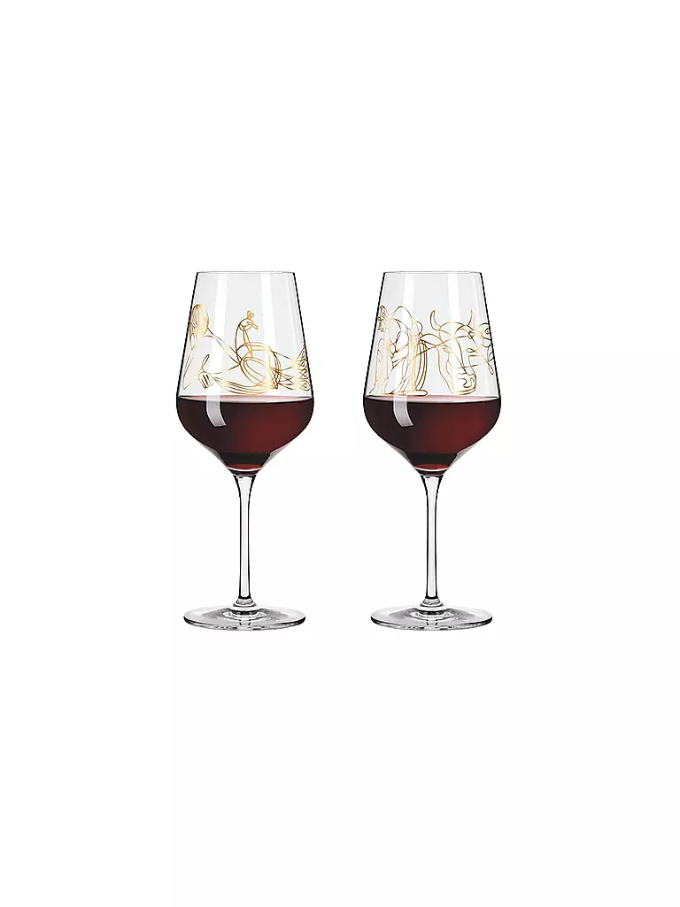 RITZENHOFF | Juego de 2 copas de vino tinto Sagengold Burkhard Neie 2022 | Oro