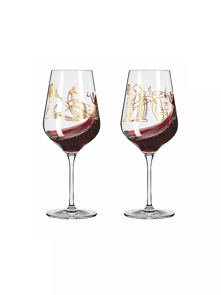 RITZENHOFF | Juego de 2 copas de vino tinto Sagengold Burkhard Neie 2022 | Oro