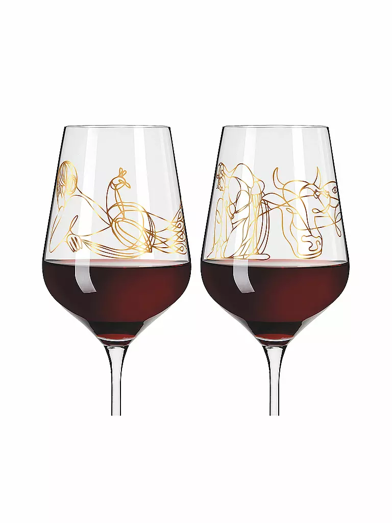 RITZENHOFF | Juego de 2 copas de vino tinto Sagengold Burkhard Neie 2022 | Oro