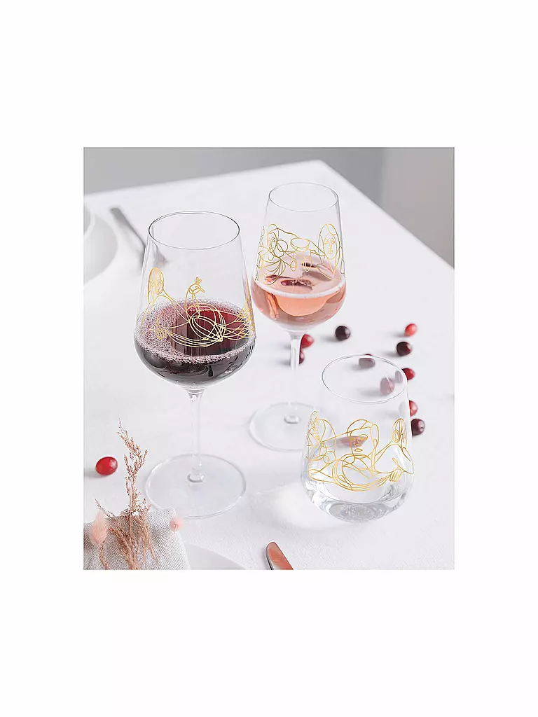 RITZENHOFF | Juego de 2 copas de vino tinto Sagengold Burkhard Neie 2022 | Oro