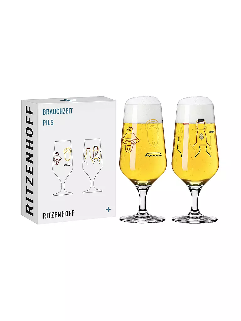 RITZENHOFF | Juego de 2 vasos de cerveza BRAUCHZEIT PILS #13 #14 | Multicolor