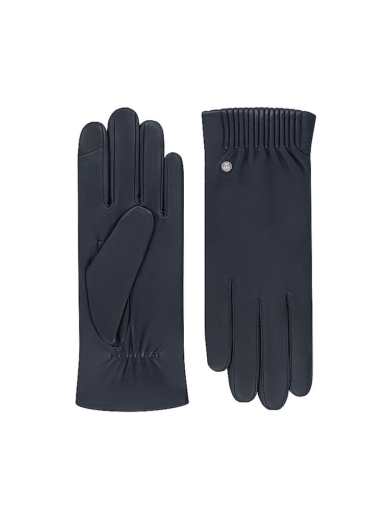 Roeckl Guantes de cuero azul oscuro