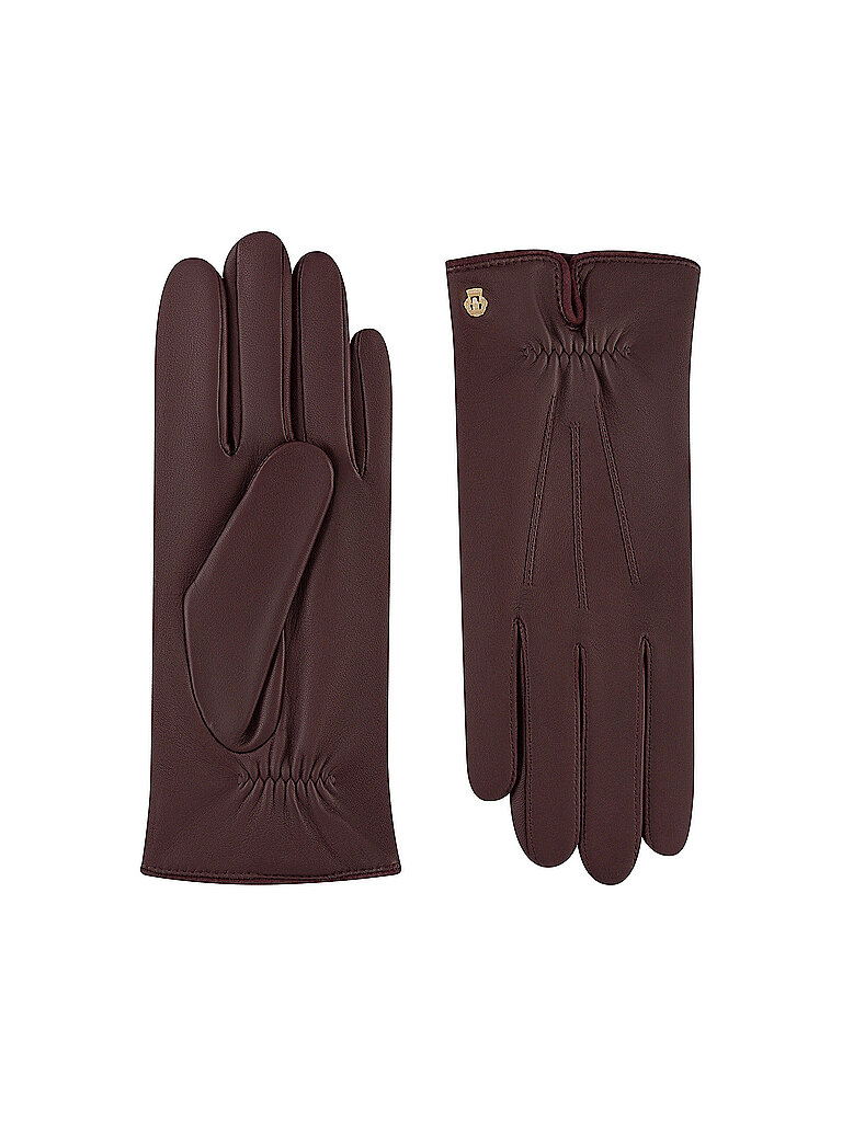 Roeckl Guantes de cuero rojo oscuro