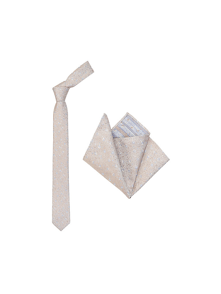 Roy Robson Set de corbata con pañuelo de bolsillo beige