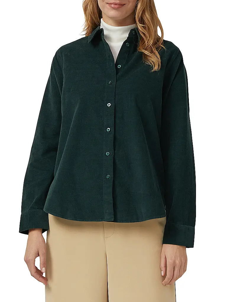 S.OLIVER | Blusa de pana | Verde oscuro