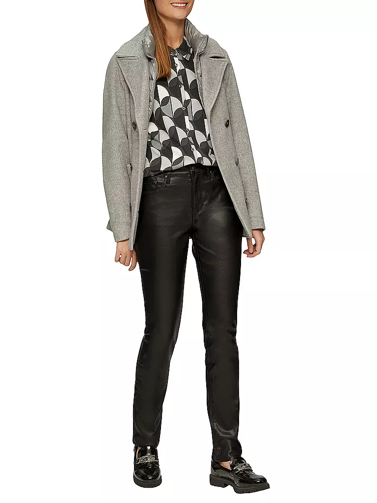 S.OLIVER | Hose in Lederoptik Slim Fit | Negro