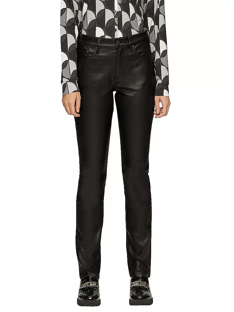 S.OLIVER | Hose in Lederoptik Slim Fit | Negro